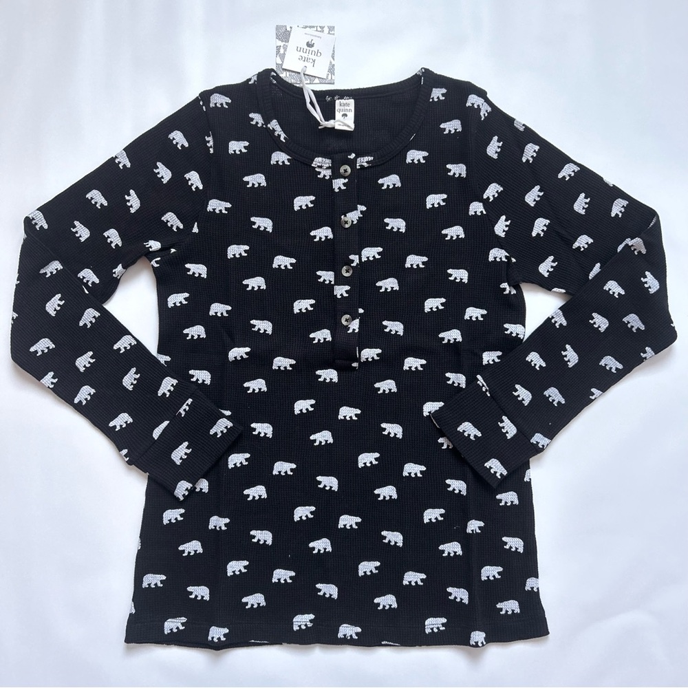 NWT Kate Quinn Organic Cotton Henley Top Women’s XS Polar Bear Print - Picture 2 of 4